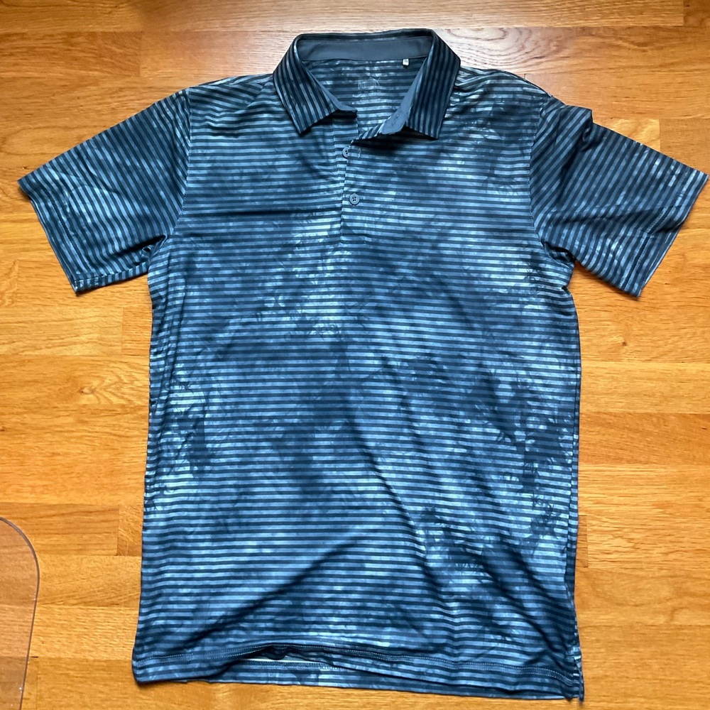 Puma Navy Striped Tie Dye Golf Polo Shirt NWOT